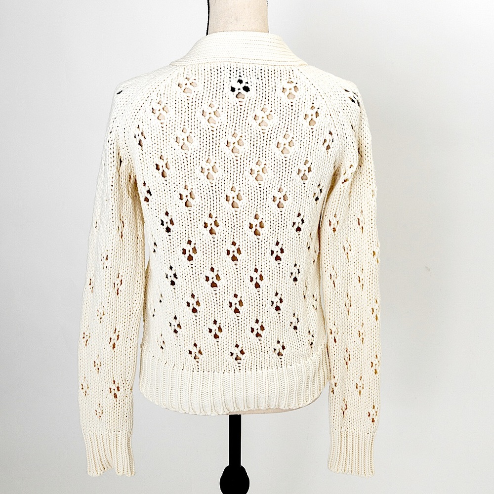 Vintage chunky sweater cardigan cream Route 66 S - Picture 10 of 13